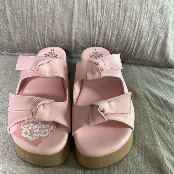 Sam & Libby Womens Platform Sandals Indie Double Bow Ballet Pink 10 Slip On Shoe - Picture 2 of 13
